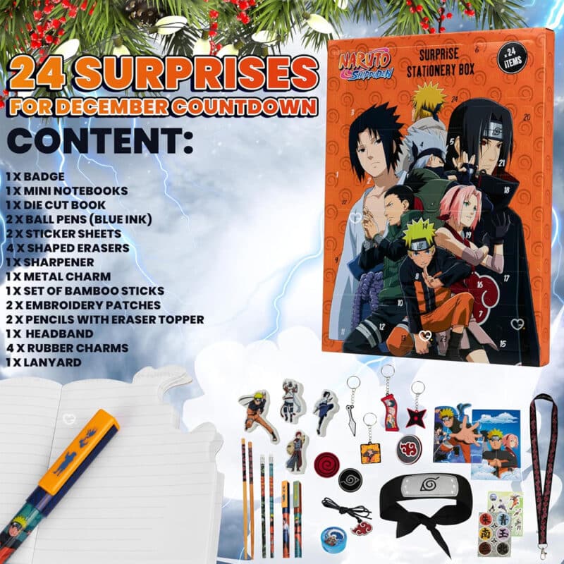 Calendrier de l'Avent Naruto 2024 contenant des accessoires pour Enfant