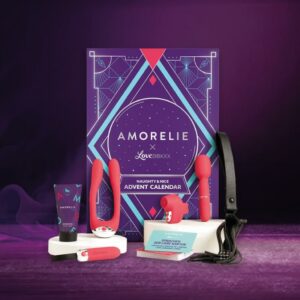 coffret pour adulte violet calendrier de l'avent amorelie 2023 contenant 24 objets et accessoires coquins, sextoys, jeux sexy
