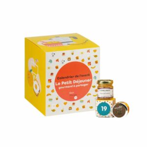 coffret gourmand calendrier de l'avent petit dejeuner 2023 avec pots de miels et confitures