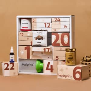 contenu du Calendrier de l'Avent Foodspring 2024 Fitness gourmand sport