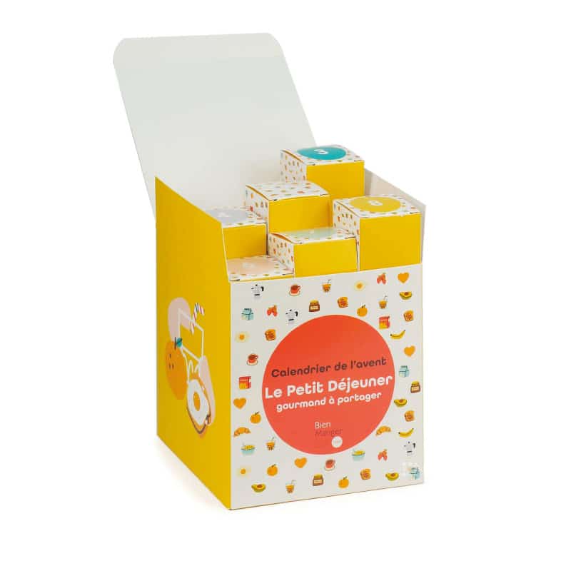 coffret gourmand calendrier de l'avent petit dejeuner 2023 avec pots de miels et confitures