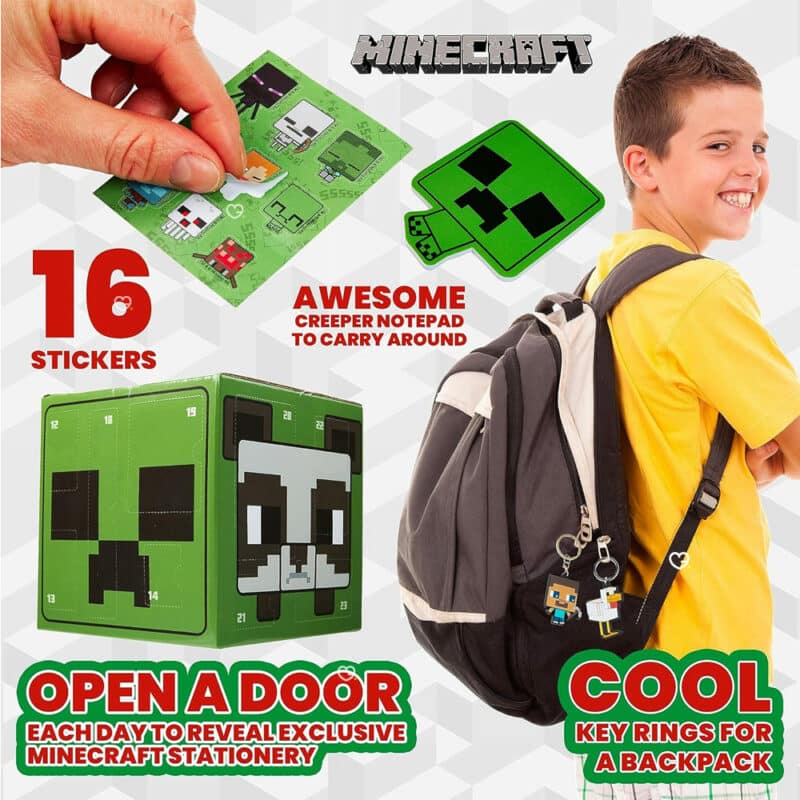 Calendrier de l'Avent Minecraft 2024 contenant 24 accessoires et goodies pour enfant geek
