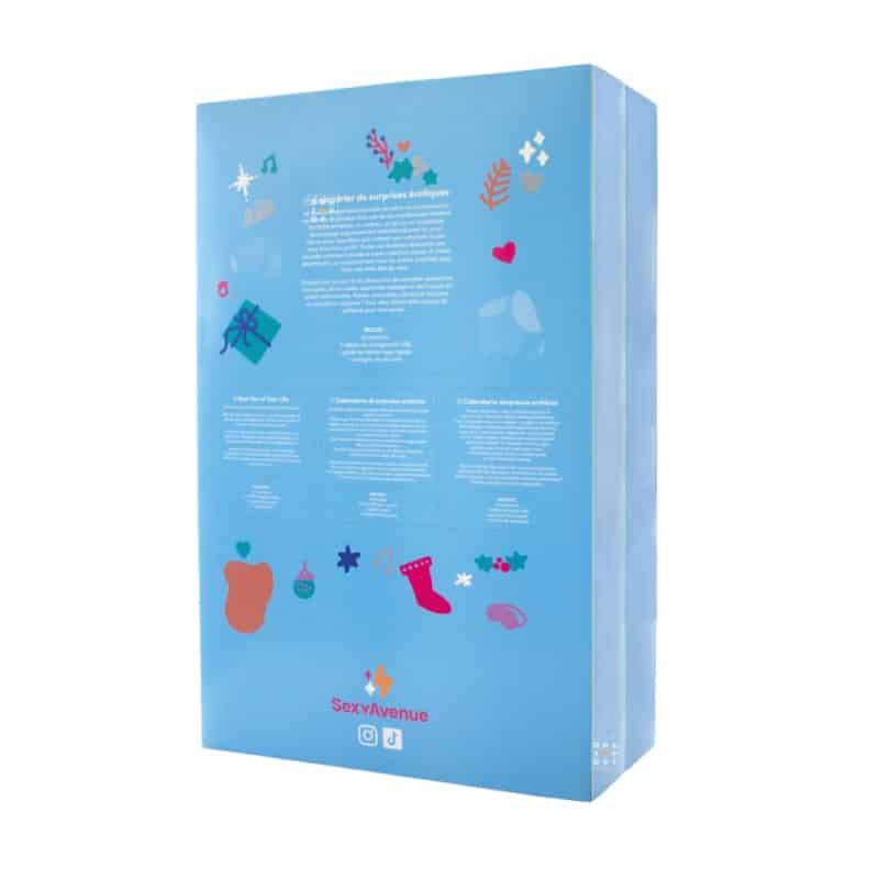 coffret bleu calendrier de l'avent SexyAvenue 2023 avec 24 produits et accessoires érotique pour adulte, homme et femme