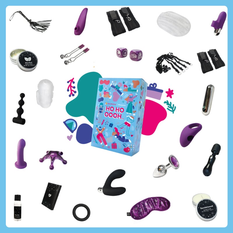 contenu complet du calendrier de l'avent SexyAvenue 2024 avec 24 produits et accessoires sexy pour adulte, homme et femme