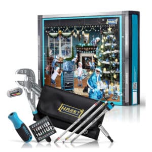 calendrier de l'avent Hazet 2024 comprenant des outils et accessoires pour bricolage cadeau homme
