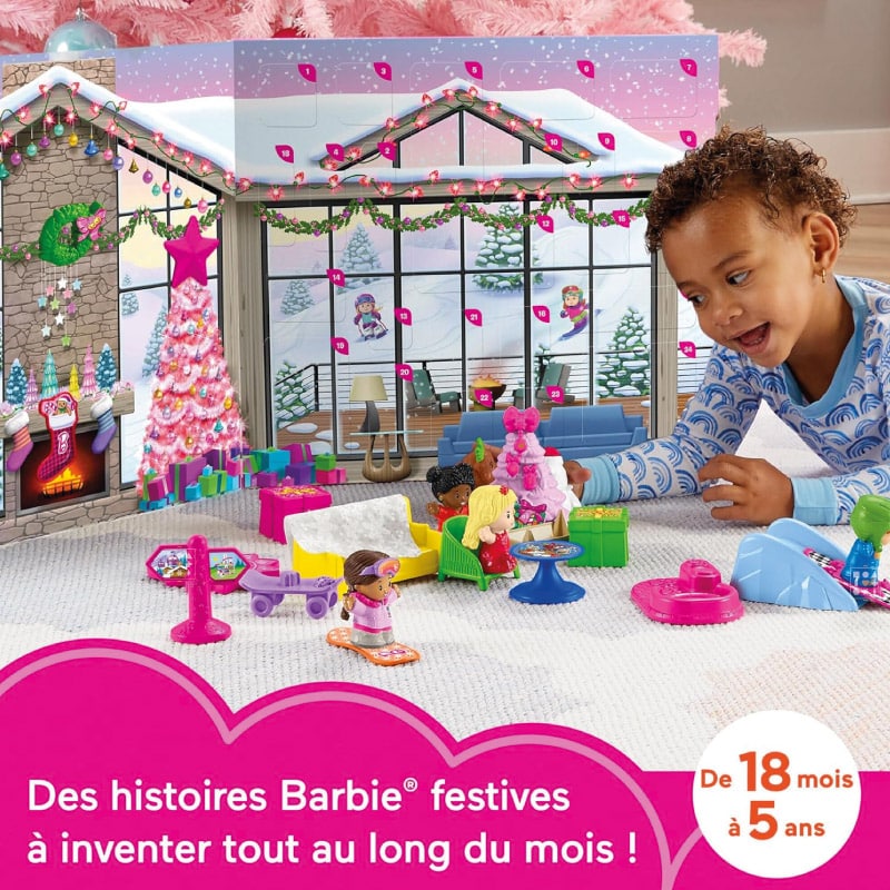 coffret jouet rose Calendrier de l'Avent Fisher Price 2023 Jouet enfant Little People barbie