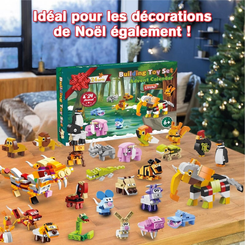 Calendrier de l'Avent jouet briques 2023 enfant construction animaux