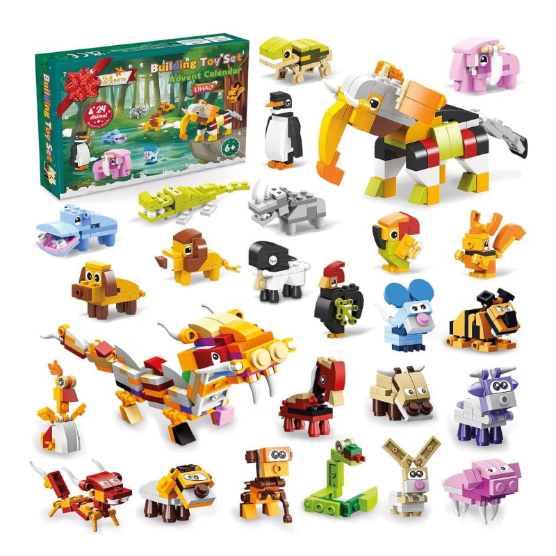 Calendrier de l'Avent jouet briques 2023 enfant construction animaux