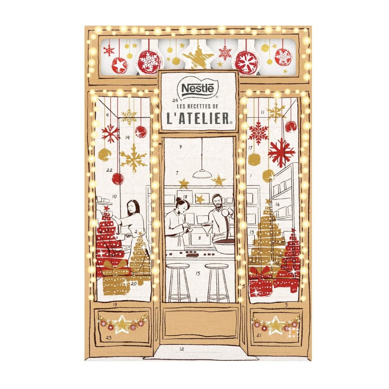 Calendrier de l'Avent Chocolat Nestlé Atelier 2023 Noisette, Fèves de Cacao, Caramel salé, chocolat noir