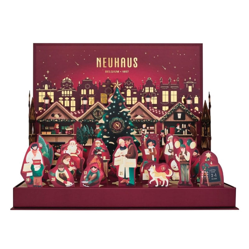 coffret popup calendrier de l'avent chocolat Neuhaus 2023 avec 25 pralinés et chocolat