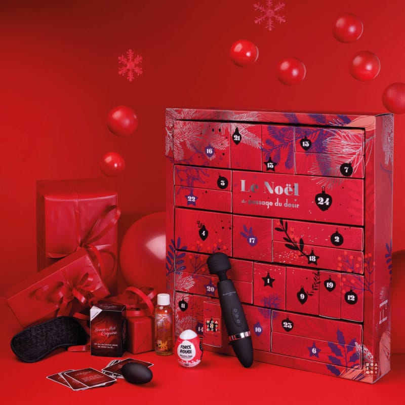 Coffret coquin classique rouge calendrier de l'avent passage du desir 2023 contenant objets et accessoires erotique adulte couple femme homme