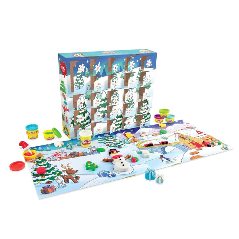 Calendrier de l'Avent Play Doh 2024 contenant des pots de pate à modeler et des accessoires