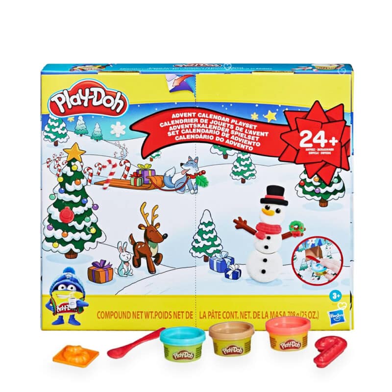 Calendrier de l'Avent Play Doh 2024 contenant des pots de pate à modeler et des accessoires