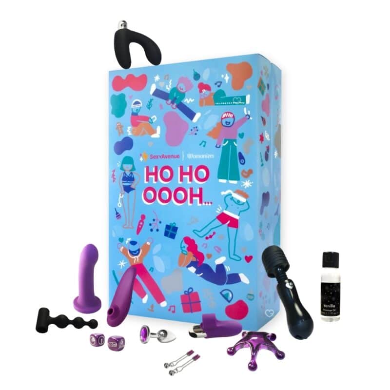 coffret bleu calendrier de l'avent Sexy Avenue 2024 avec 24 produits et accessoires érotique pour adulte, homme et femme