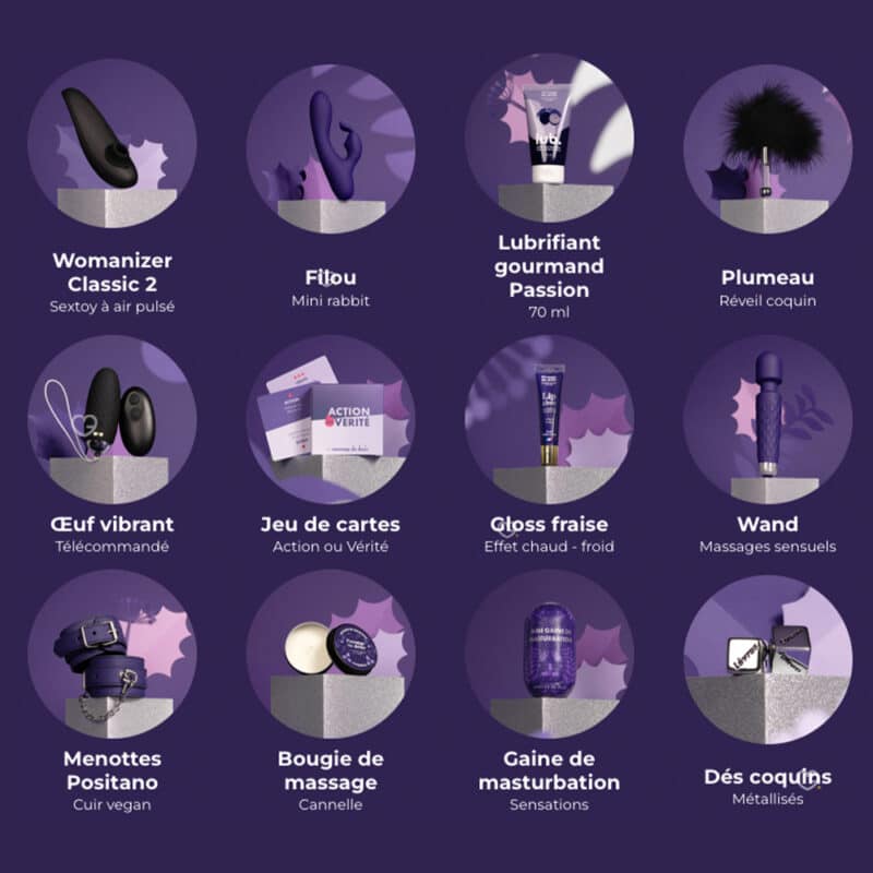 coffret coquin calendrier de l'avent passage du desir 2024 contenant 24 produits et accessoire erotique pour adulte, couple homme et femme