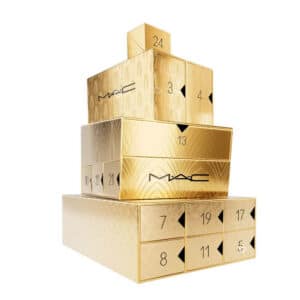 calendrier de l'avent mac cosmetics 2024 coffret boite or contenant 24 produits beauté de maquillage pour femme