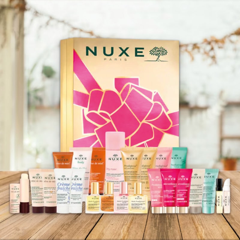Calendrier de l'Avent Nuxe avec 24 produits beauté soins visage corps et mains