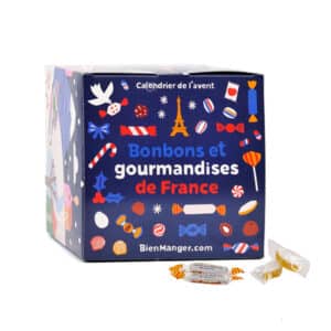 coffret gourmandises cube calendrier de l'avent bonbons avec 48 sucreries; bonbon; calissons; sucre d'orges pour attendre noel 2024