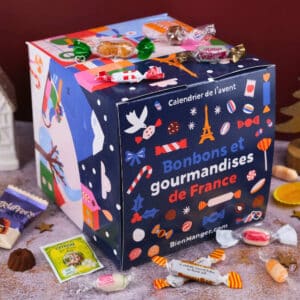 coffret gourmandises cube calendrier de l'avent bonbons avec 48 sucreries; bonbon; calissons; sucre d'orges pour attendre noel 2024
