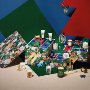 coffret beauté luxe calendrier de l'avent diptyque 2024 contenant bougies, soins corps et parfums