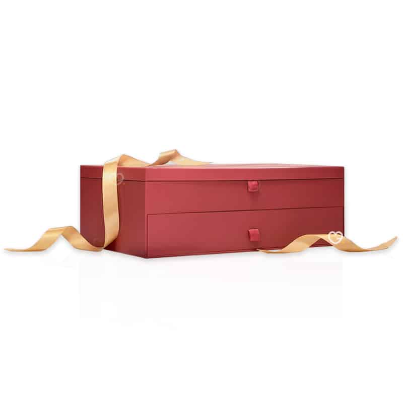 coffret luxe rouge calendrier de l'avent ESPA 2024 contenant 25 produits de beauté soins peau, visage et corps