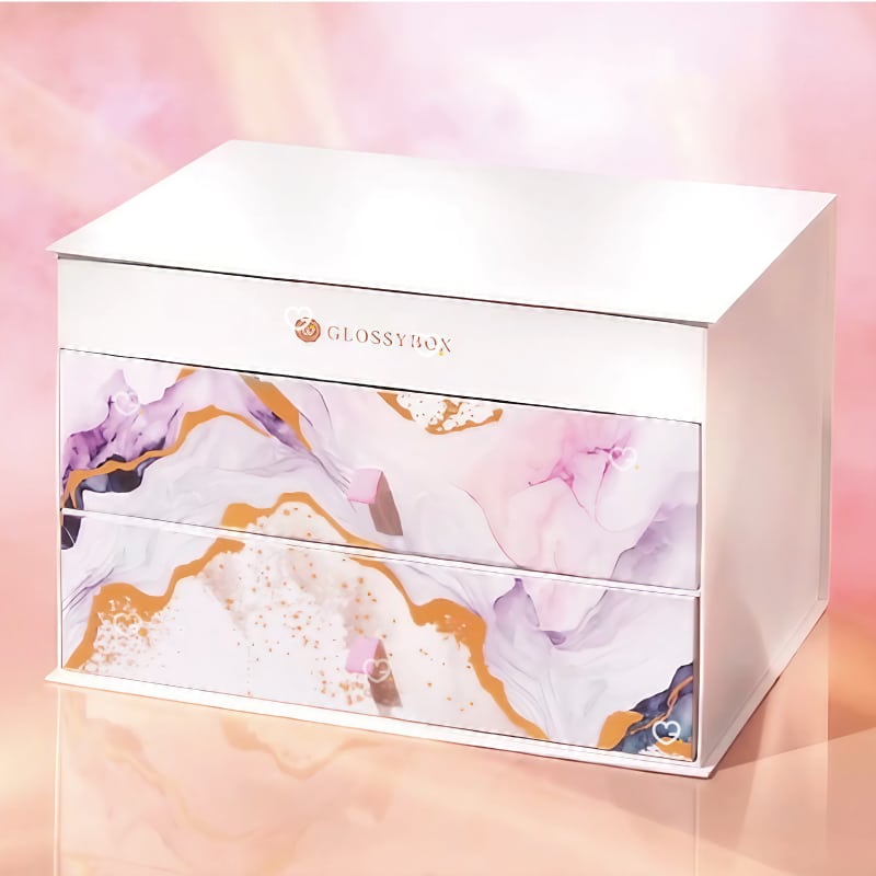 coffret beauté couleur marbre Calendrier de l'avent glossybox 2024 avec 27 produits beauté visage corps cheveux multimarque