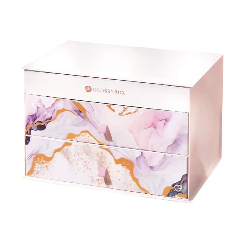 coffret beauté couleur marbre Calendrier de l'avent glossybox 2024 avec 27 produits beauté visage corps cheveux multimarque