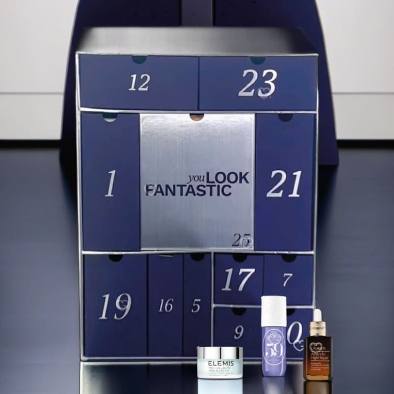 Calendrier de l'Avent Lookfantastic 2024 contenant produits de beauté de multi marque de luxe
