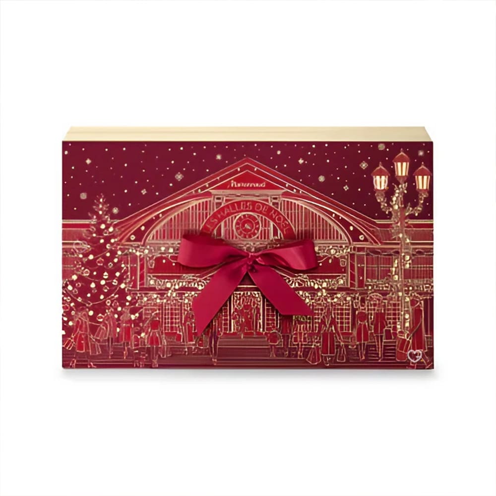 coffret beauté rouge bordeaux marionnaud 2024 avec 24 produits de beauté, soins, maquillage et accessoires