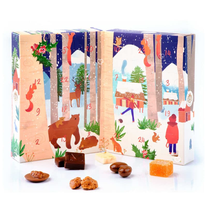 Calendrier de l'Avent Mazet Confiseur 2024 contenant 24 chocolats, amandes, pralines..