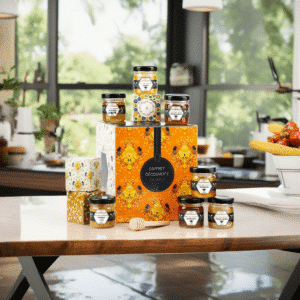 coffret gourmand calendrier de l'avent miel 2024 contenu 24 miels différentes saveurs et une cuillère en bois