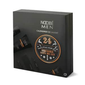 coffret beauté noir calendrier de l'avent Nocibe homme 2024 contenant 24 produits soins masculins visage et corps