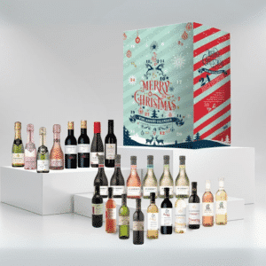 calendrier de l'avent vins assortiments 2024 contenant du vin blanc, rose et rouge