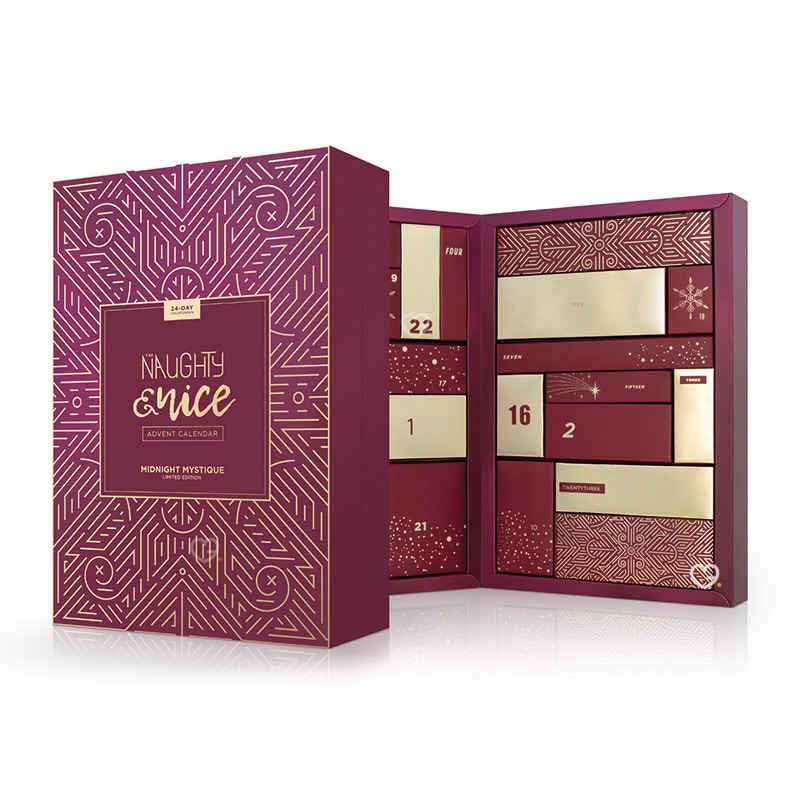 Calendrier de l'avent Naughty and Nice 2024 coffret rose pour adulte avec 24 accessoires érotiques