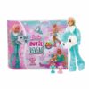 Calendrier de l'Avent Barbie Cutie Reveal avec des fenêtres colorées prêtes à être ouvertes, mettant en avant une poupée Barbie et un cerf argenté pour les enfants fille