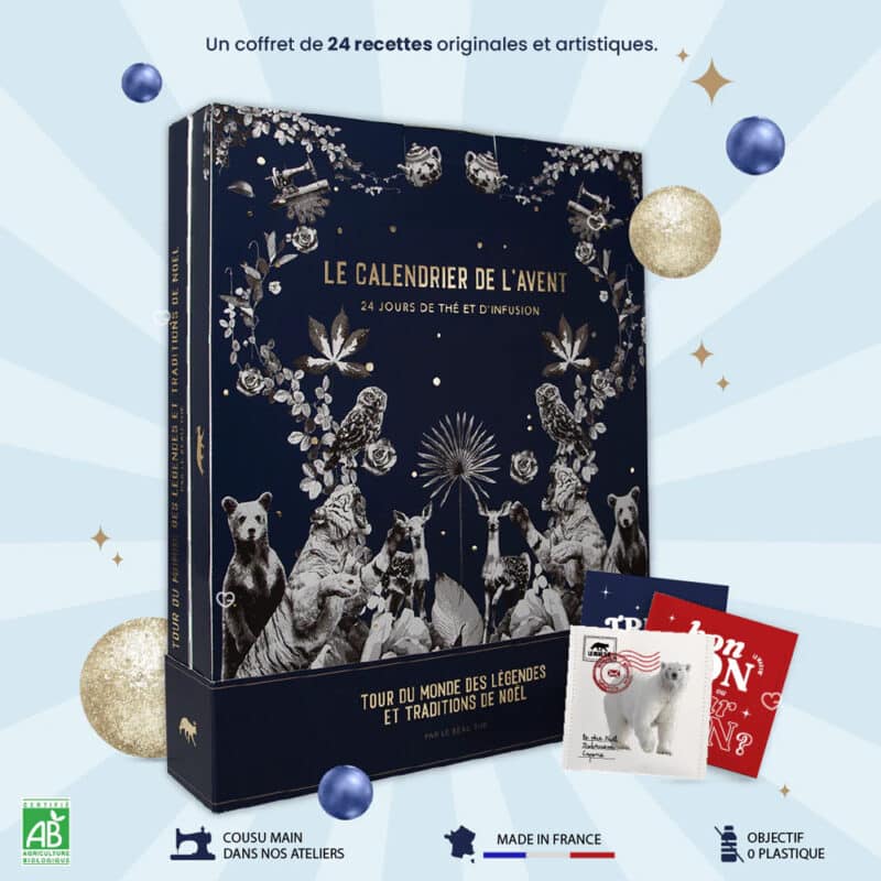 calendrier de l'avent thé le beau thé 2024 contenant 24 sachets et recettes de thés