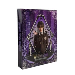 calendrier de l'Avent Mercredi 2024 de Cinereplicas avec 24 Surprises papeterie, bijoux et accessoires originaux pour enfants sur thème serie Netflix Wednesday