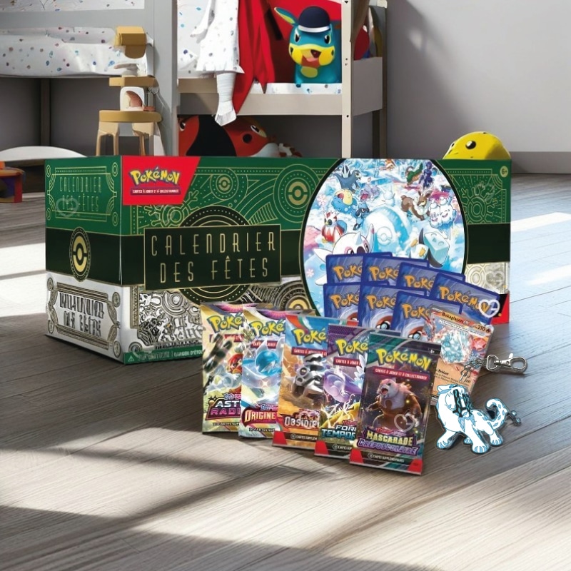 contenu complet du Calendrier de l'Avent Pokemon TCG 2024 avec cartes et accessoires