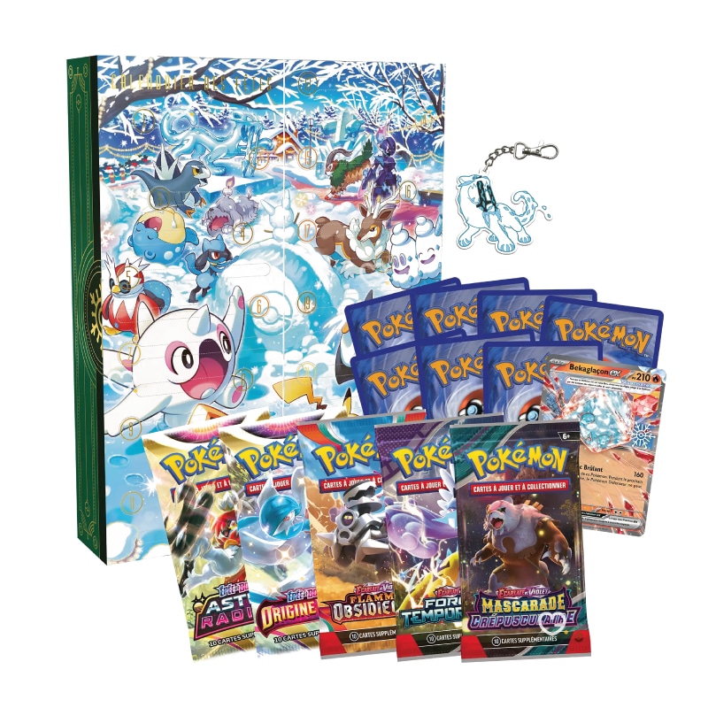 contenu complet du Calendrier de l'Avent Pokemon TCG 2024 avec cartes et accessoires