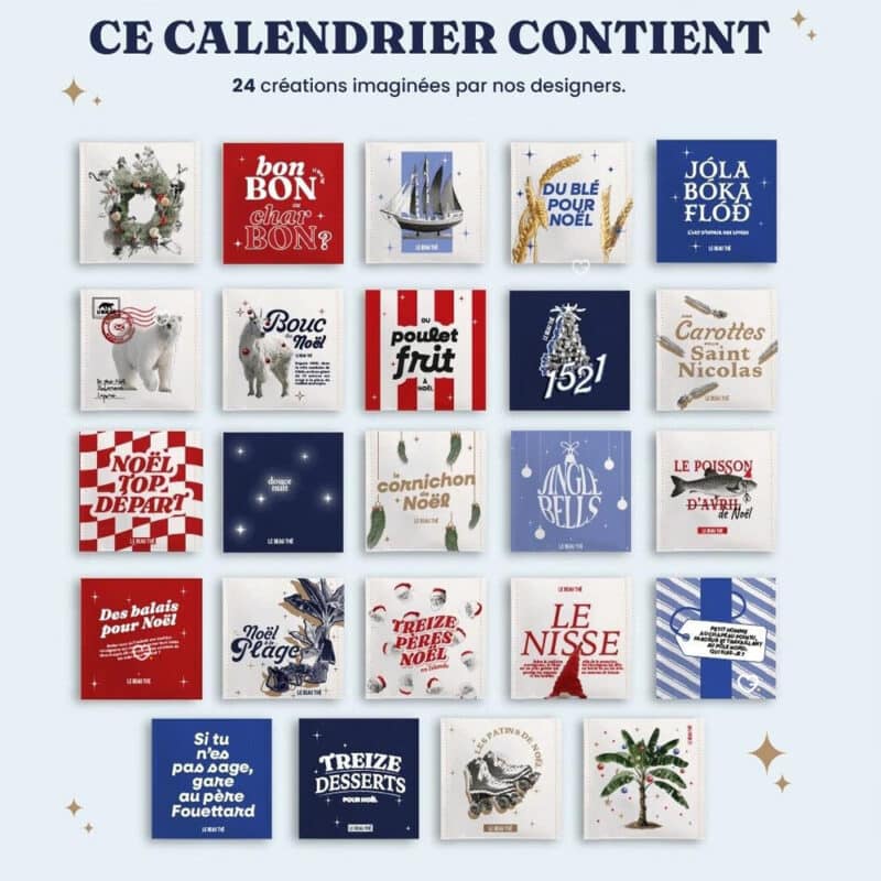 calendrier de l'avent thé le beau thé 2024 contenant 24 sachets et recettes de thés