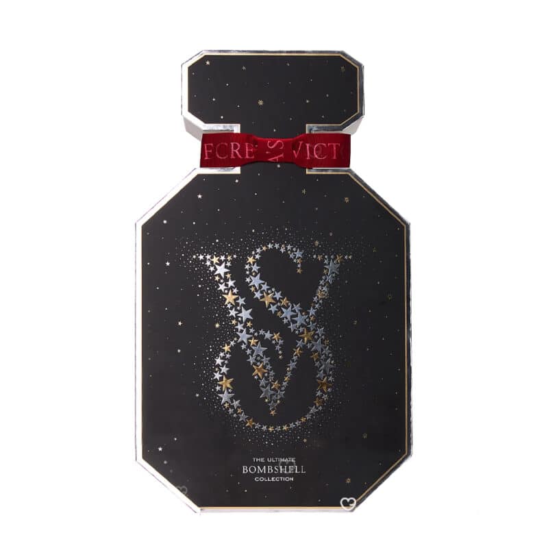 coffret luxe forme flacon parfum calendrier de l'avent Victoria Secret 2024 contenant 12 produits de beauté soins parfum