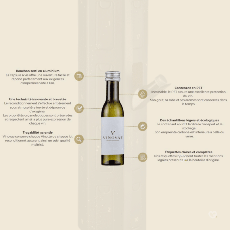 Calendrier de l'Avent Vins bio 2024 contenant 24 vinottes de vins blancs; vins rouge et rosé