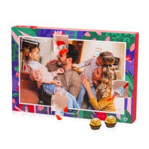 Calendrier de l'avent photo cheerz 2024 avec des photos personnalisées et du chocolat kinder et ferrero