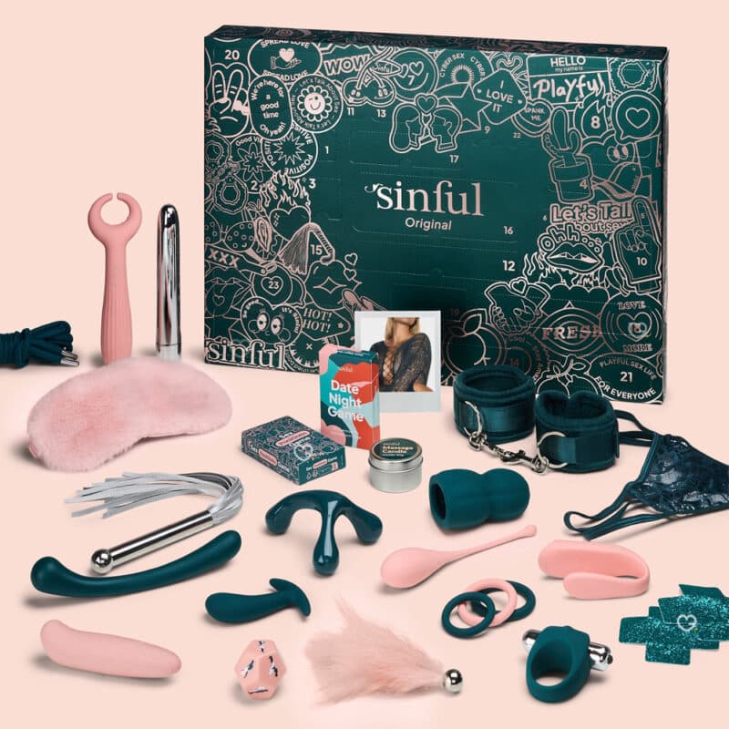 Calendrier de l'Avent Sinful 2024 en version original comprenant 24 surprises érotique : accessoires coquins et sexy pour adulte homme et femme