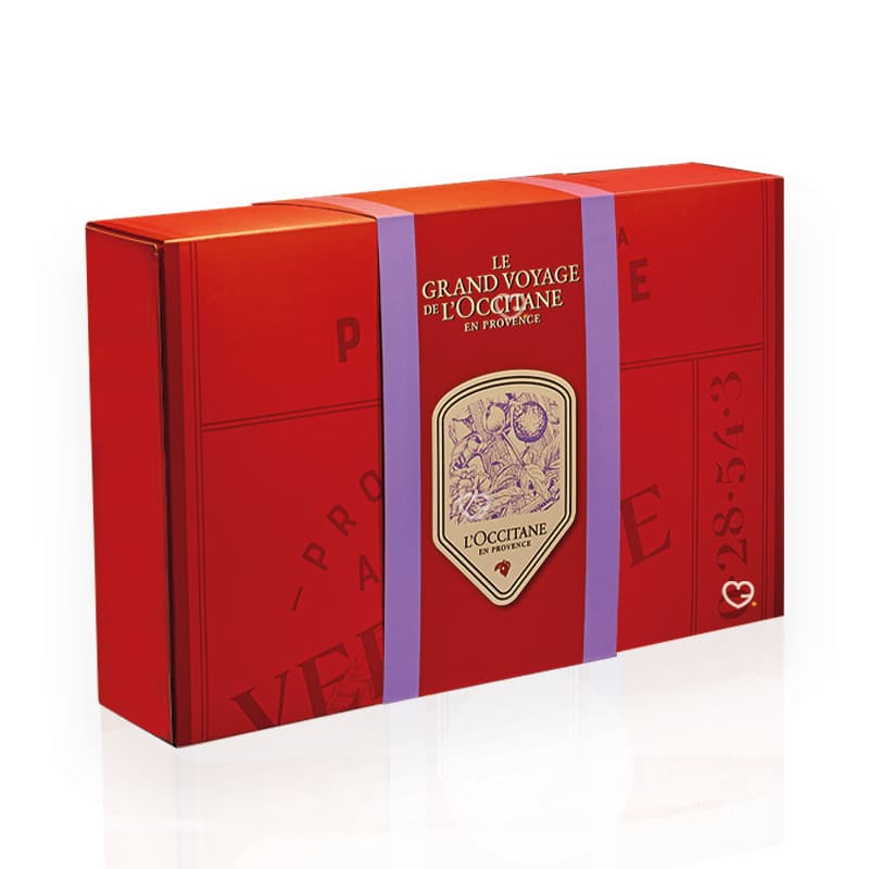 coffret beauté illustré toile de jouy calendrier de l'avent l'occitane 2024 avec 24 produits soins visage, corps et cheveux fabriqué en provence