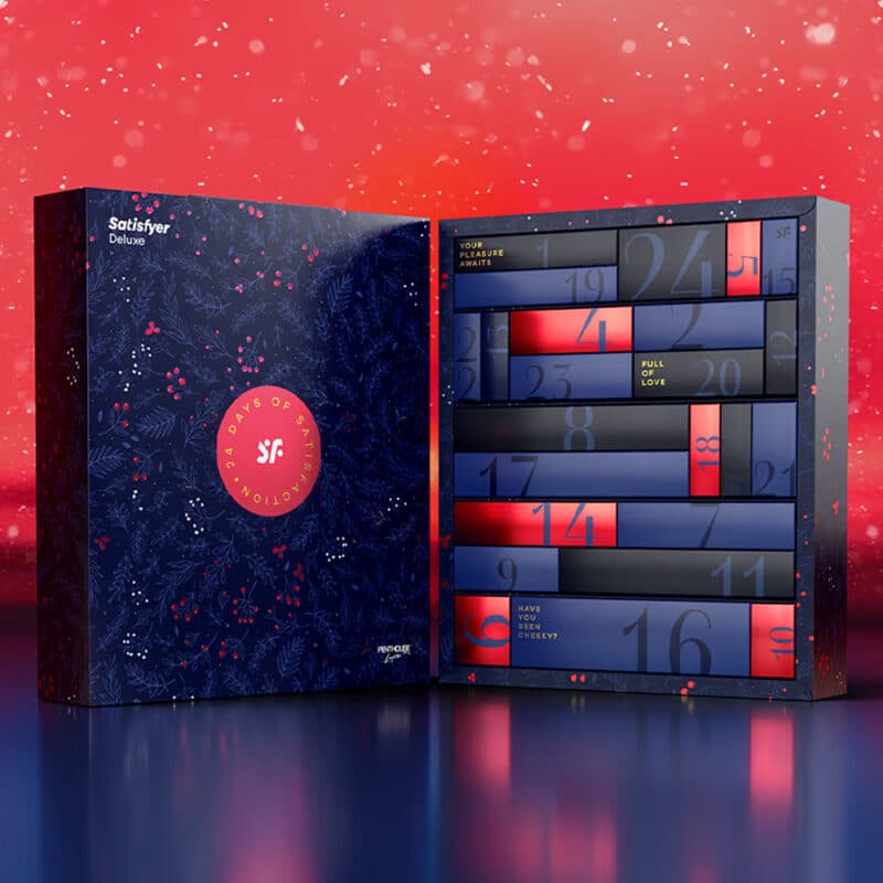 coffret erotique deluxe pour adulte calendrier de l'avent satisfyer 2024 contenant sextoys; bdsm; fouet; plug anal pour couple
