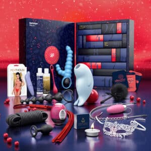 coffret erotique deluxe pour adulte calendrier de l'avent satisfyer 2024 contenant sextoys; bdsm; fouet; plug anal pour couple