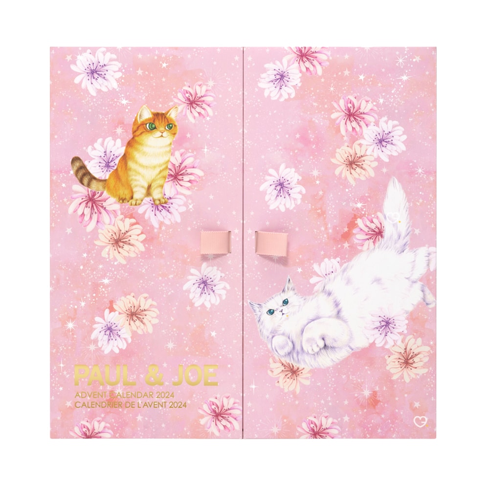 coffret beauté calendrier de l'avent paul and joe 2024 contenant 24 produits maquillage soins visage et accessoires avec des chats