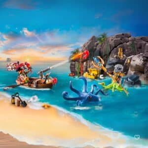 Décor du Calendrier de l'Avent Playmobil Pirates 71636 avec 24 fenetres cachant des surprises pour enfants fille et garcon