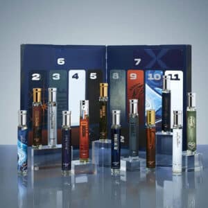 coffret beauté bleu calendrier de l'avent adopt homme 2024 avec 12 parfums pour la gente masculine